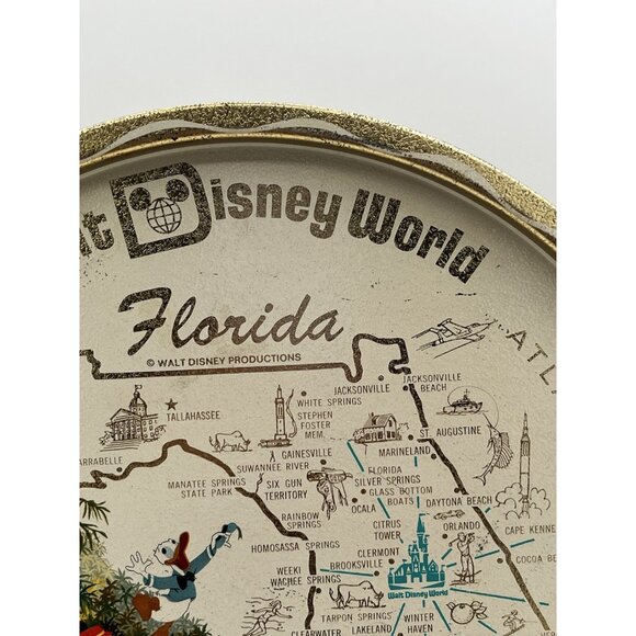 Vintage Disney World Metal tin serving tray 11" Florida Walt Disney Productions - Picture 9 of 11